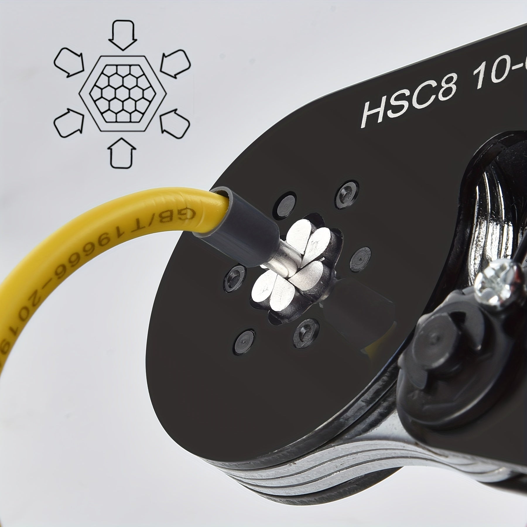 SANJIANG HSC8 10-6A Simni Qisqartirish Asboblari To'plami, Uglerod Po'latidan Yasalgan Tutqich, 1200TA VE Terminal Assortimenti To'plami, Sovuq Press Sim Ulanishlari uchun Oltita Qisqartirish.