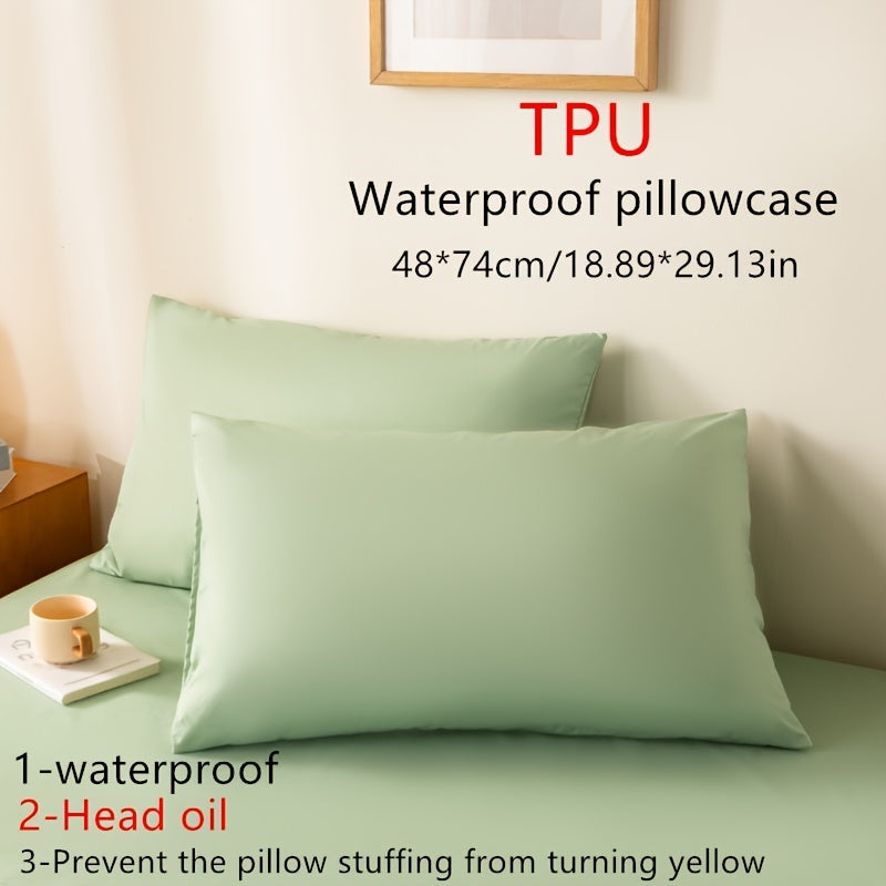 Waterproof Polyester Pillowcases Set, Oil-Resistant, Machine Washable