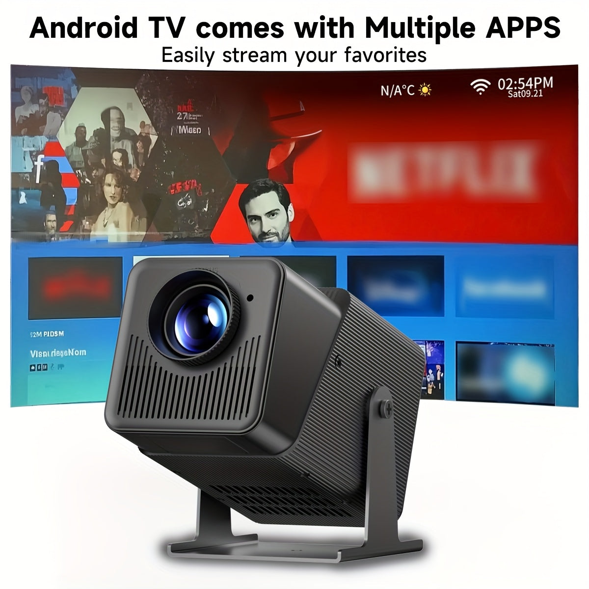 Mini Projector 4K Support 260 ANSI Brightness 5G WiFi 180° Swivel