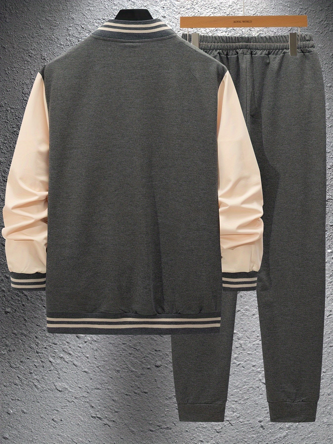 Мужской комплект из жакета и брюк из полиэстера с цветными блоками, весна-осень