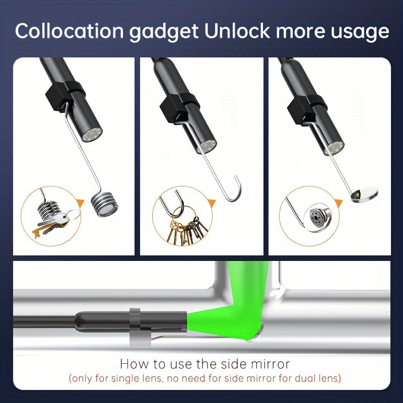 10.92cm HD Industrial Endoscope Dual Lens USB Rechargeable Water-Resistant for Auto Repair and Plumbing Inspection