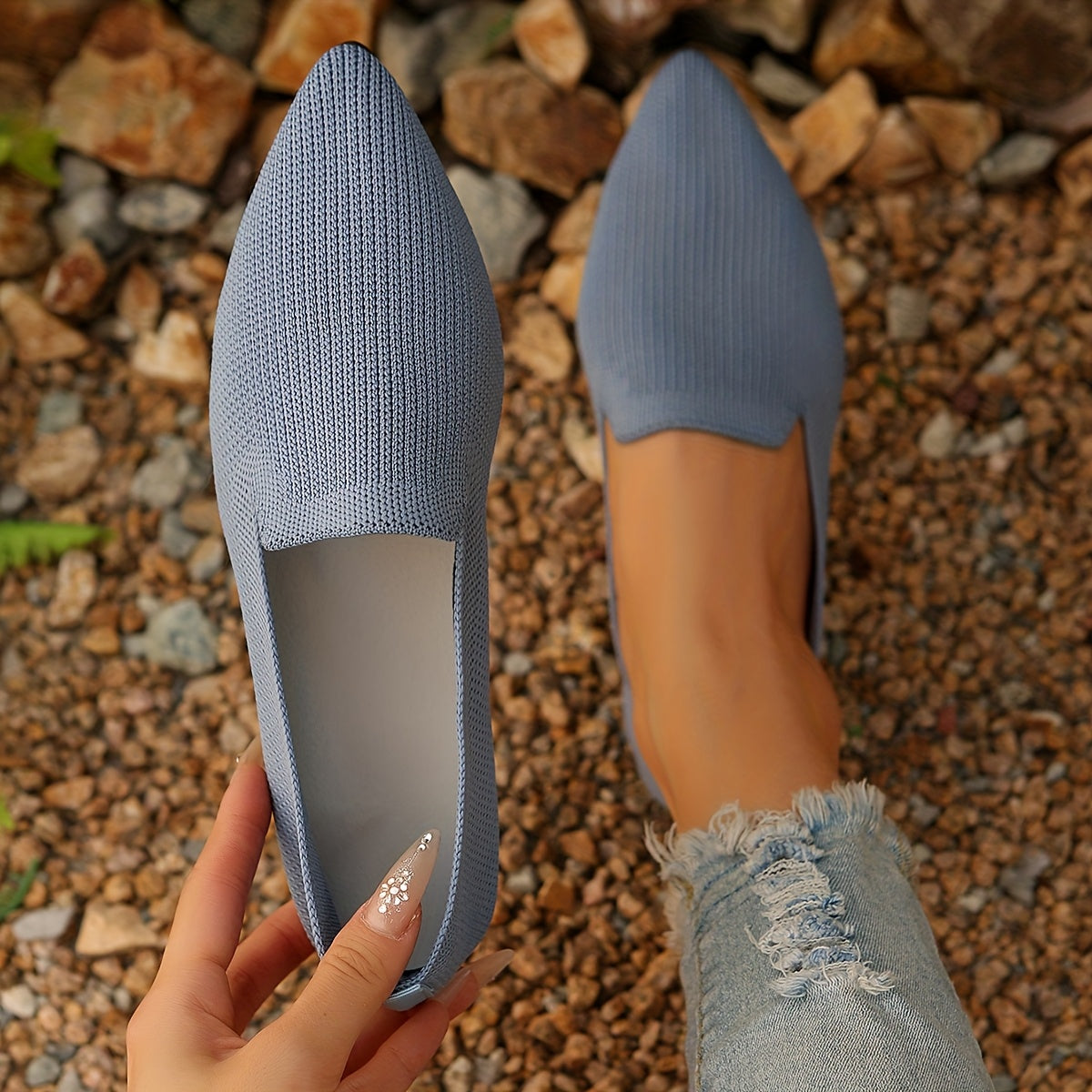 Women's Lightweight Pointed Toe Flats Slip-On Casual Shoes All-Season