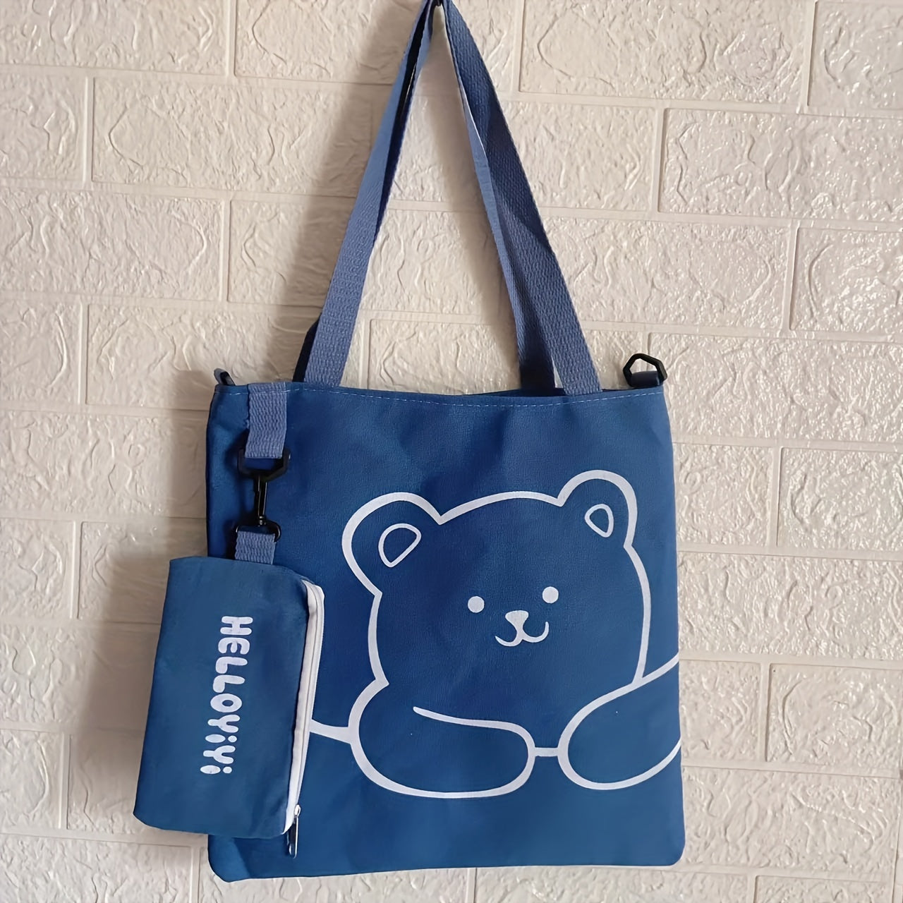 Cartoon Print Nylon Tote Bag with Large Capacity for Commuting Shoulder and Coin Bags