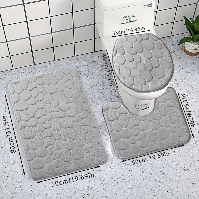 Conjunto de alfombrillas de espuma viscoelástica antideslizantes, de rápida absorción, lavables a máquina, para baño y ducha