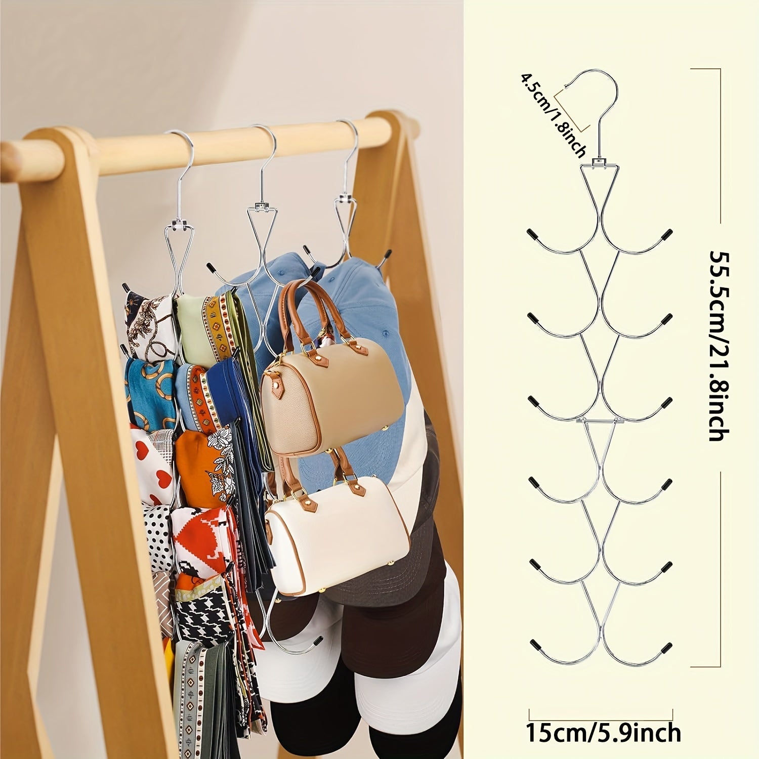 Non-slip Ties Hanger with Hooks for Scarves Belts Closet Organizer Space Saver