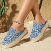 Women's Floral Embroidered Espadrille Sandals Summer Beach Shoes Slip-On