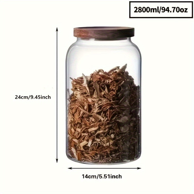 Large Glass Food Storage Jars with Airtight Wooden Lids for Kitchen Organization