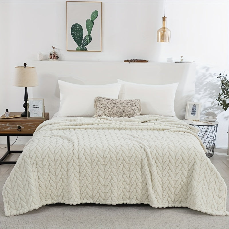 Contemporary Geometric Taffeta Throw Blanket 250-300gsm Multi-Use Home Decor