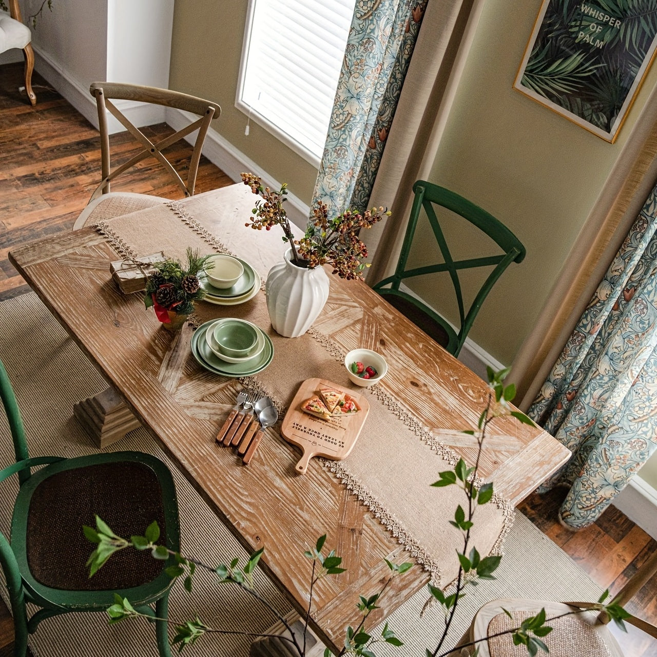 Burlap Table Runner for Vintage Country Wedding Thanksgiving Christmas Party Decor