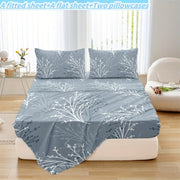 4-Piece Floral Polyester Bedding Set for Twin Queen King Size All-Season with Pillowcases
