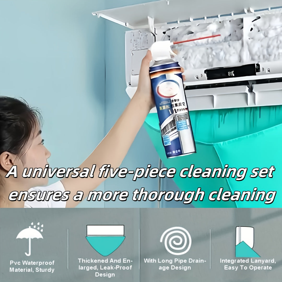 Air Conditioner Cleaning Kit 3pcs Dust Cover Water Bag Universal Tools for Wall-Mounted AC