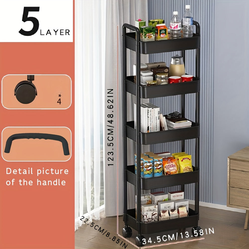 Carro organizador de cocina con ruedas, carrito de almacenamiento multifuncional para despensa y snacks