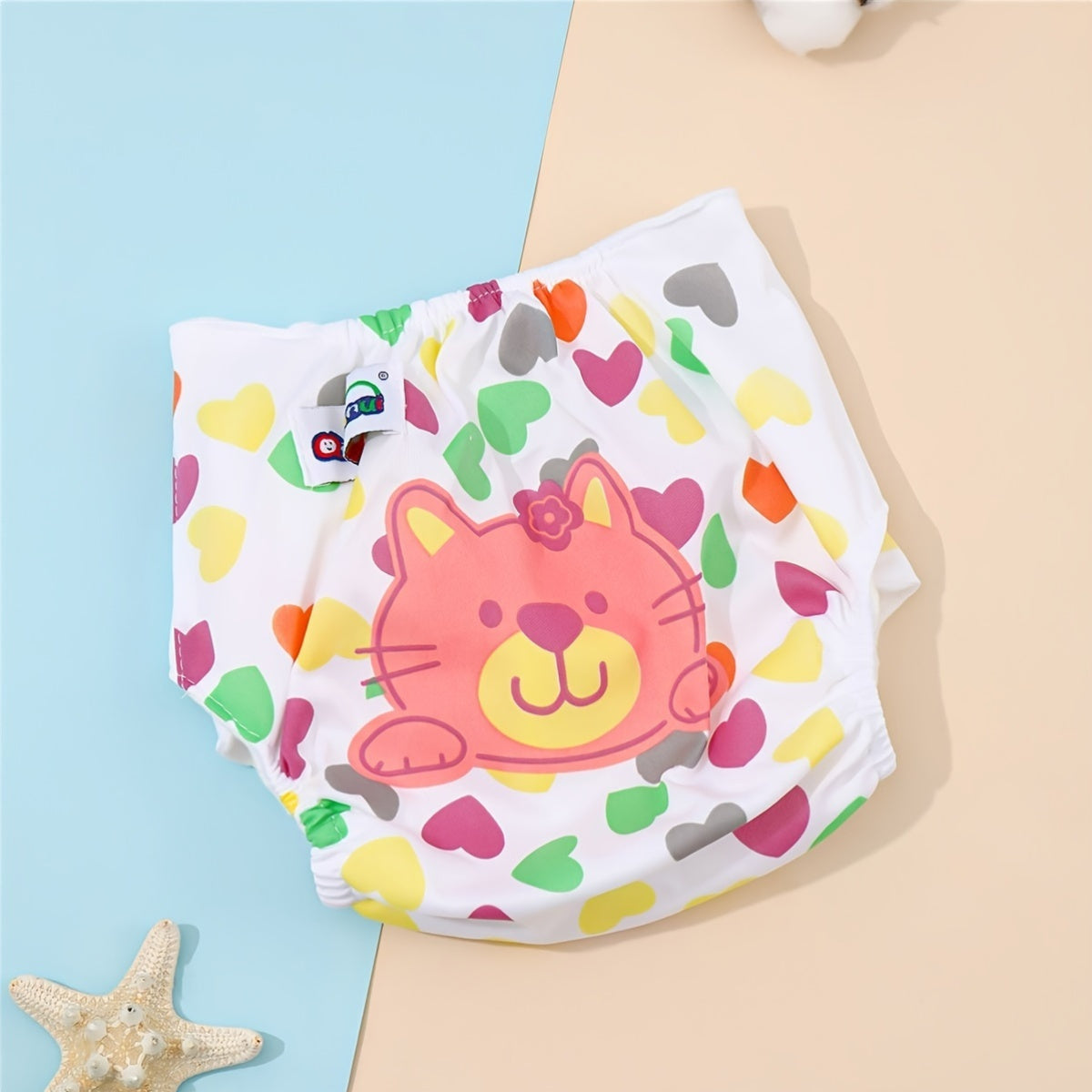 Yosh bolalar uchun yumshoq paxta, oqimli va yuviladigan bolalar trening pamperslari, 0-3 yosh uchun