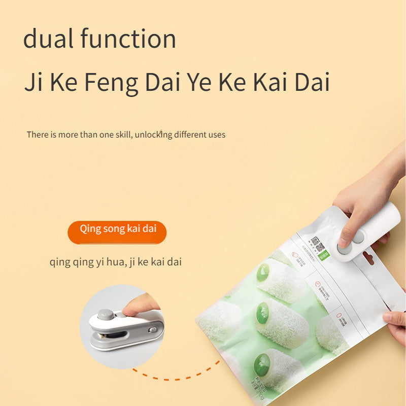 Sellador de alimentos portátil a batería, recargable por USB, plástico, para sellar al vacío snacks y conservar alimentos