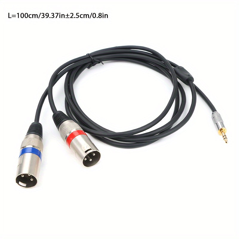 Gold-Plated 3.5mm to XLR Male Audio Cable Pure Copper Dual XLR Connectors for Mobile and PC
