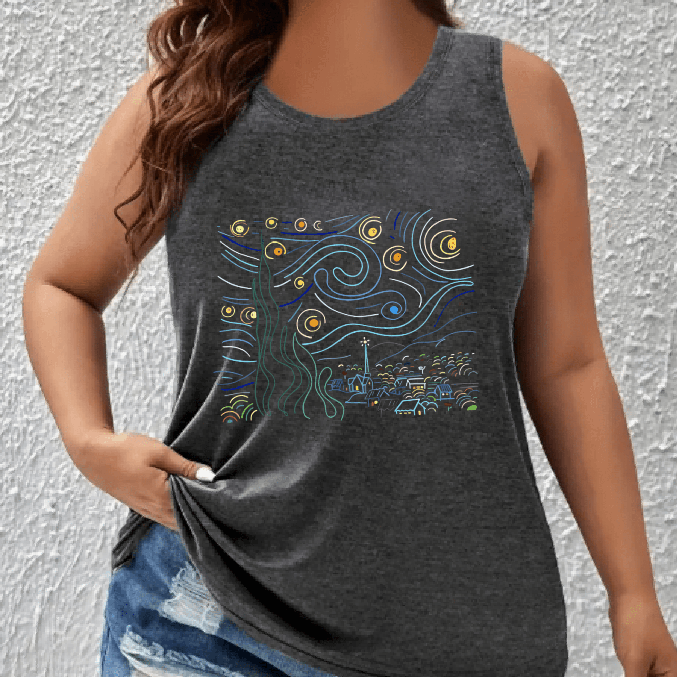 Women's Geometric Print Sleeveless Vest Top Breathable Stretchy All-Season