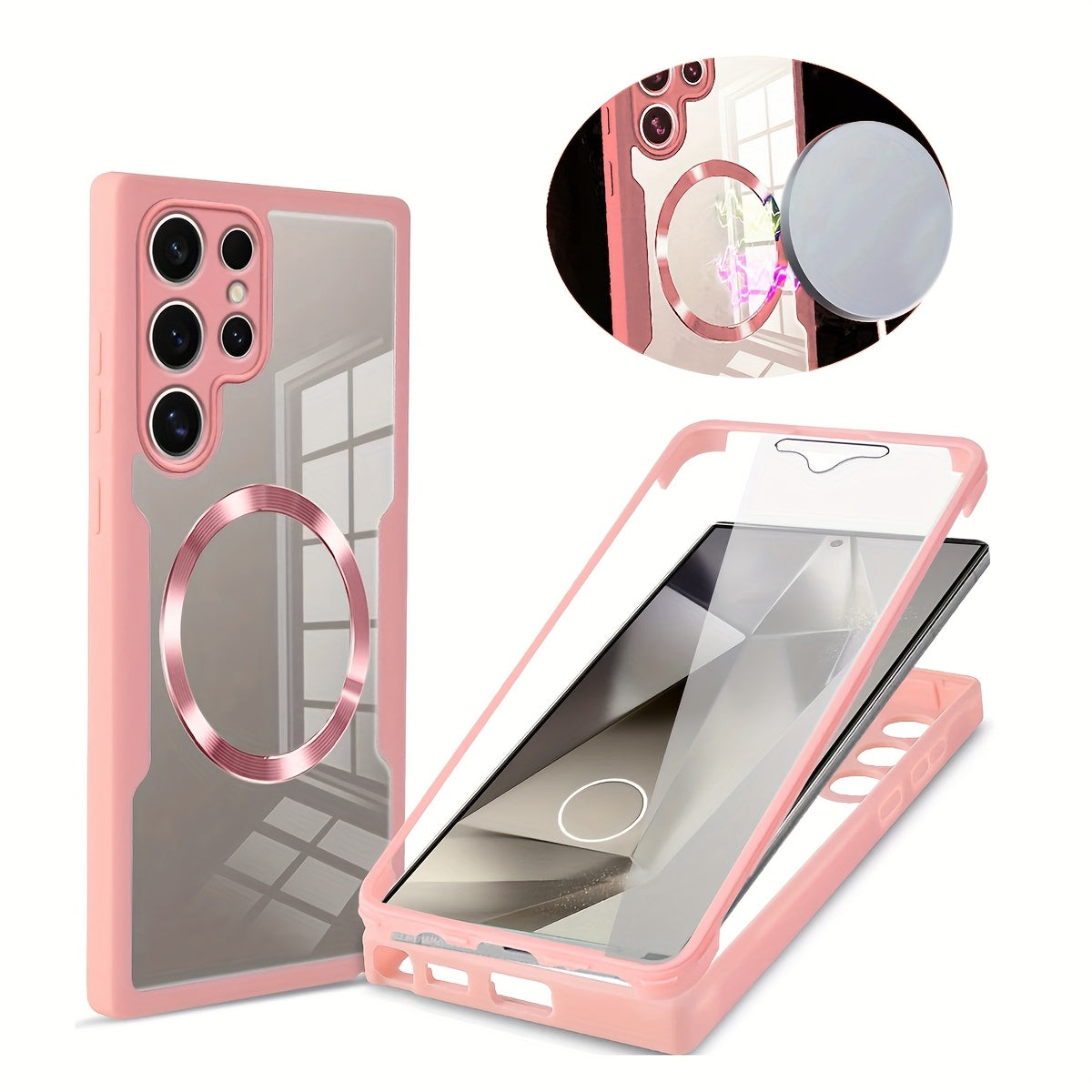 Samsung Galaxy S21 Ultra S22 Ultra S23 Ultra S24 Ultra S24 Plus S24 FE S23 FE uchun akril magnit telefon qutisi, himoya qoplamasi bilan