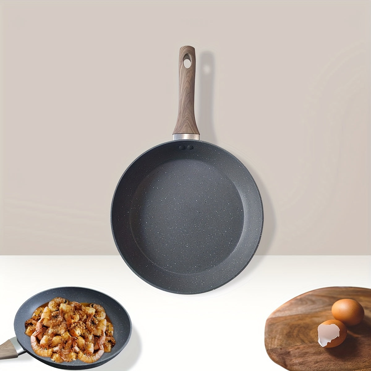 Non-Stick Aluminum Frying Pan Gray Granite Stone Induction Gas Stove Cookware