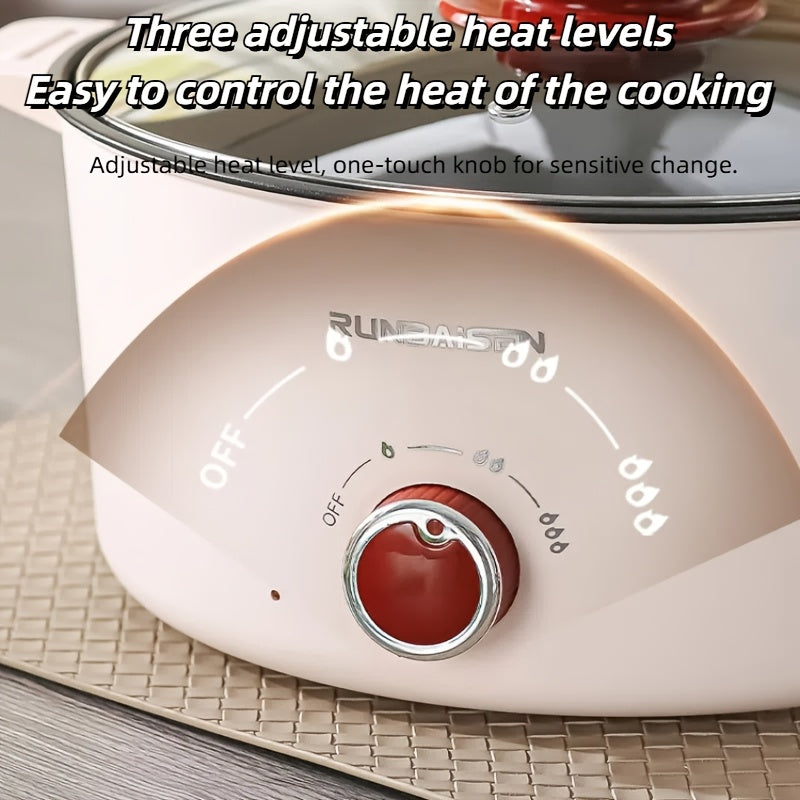 Elektr pishirish qozoni, 3 ta issiqlik sozlamasi, yopishqoq ichki qozon, tugma orqali haroratni boshqarish, issiqdan himoyalovchi tashqi qism, katta kalibr, ko'rish uchun shisha qopqoq. Qovurish, pishirish, bug'lash uchun mos.