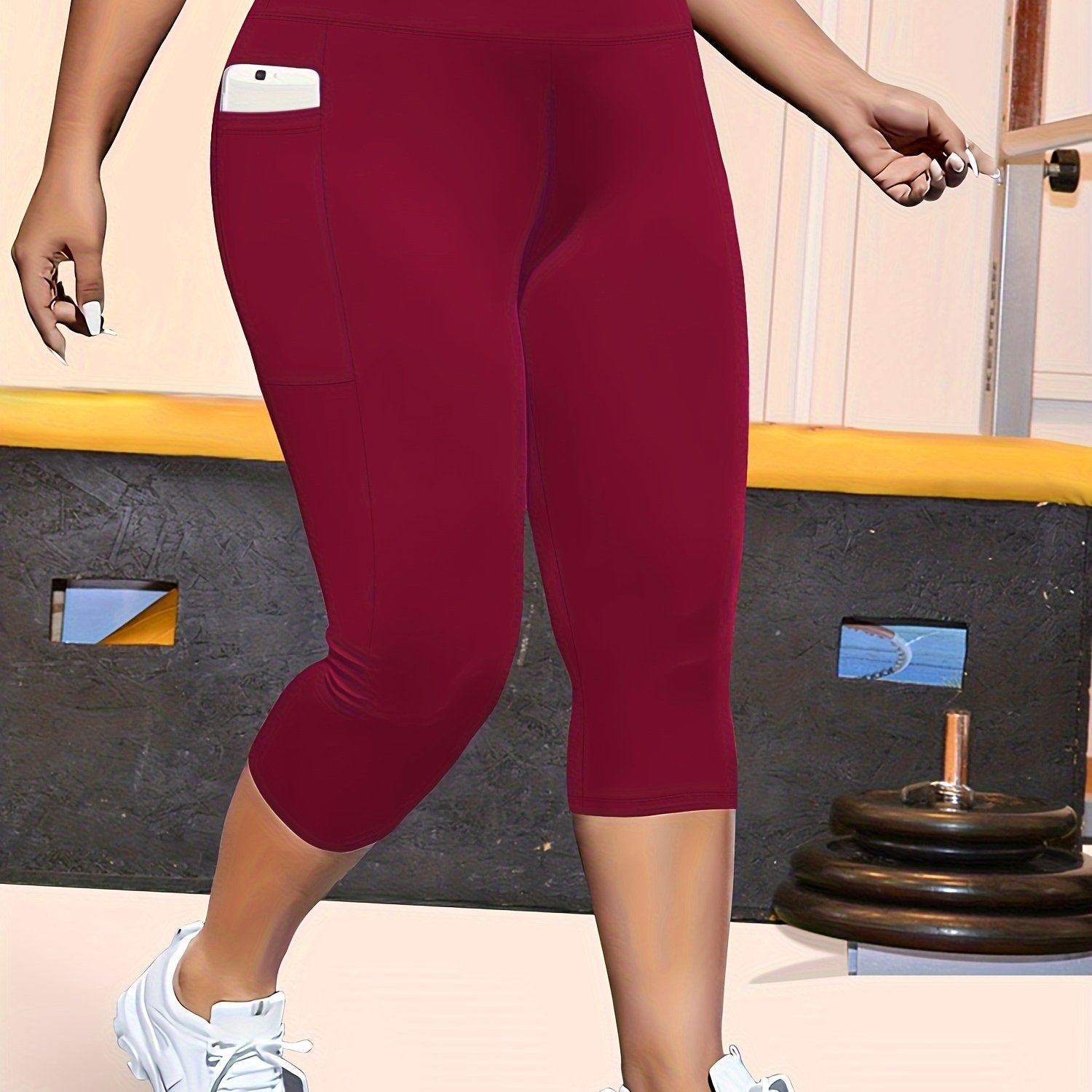 Plus Size High-Waisted Leopard Print Capri Pants Stretchy Casual Skinny Jeans