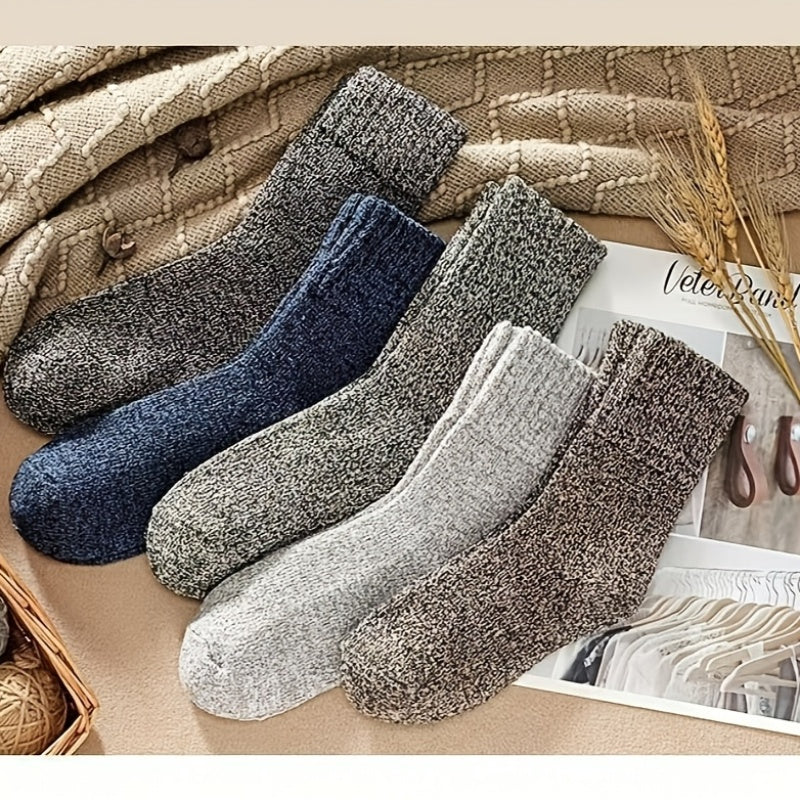 Men's Thick Warm Terry Crew Socks Solid Colors Pack of 3 or 5