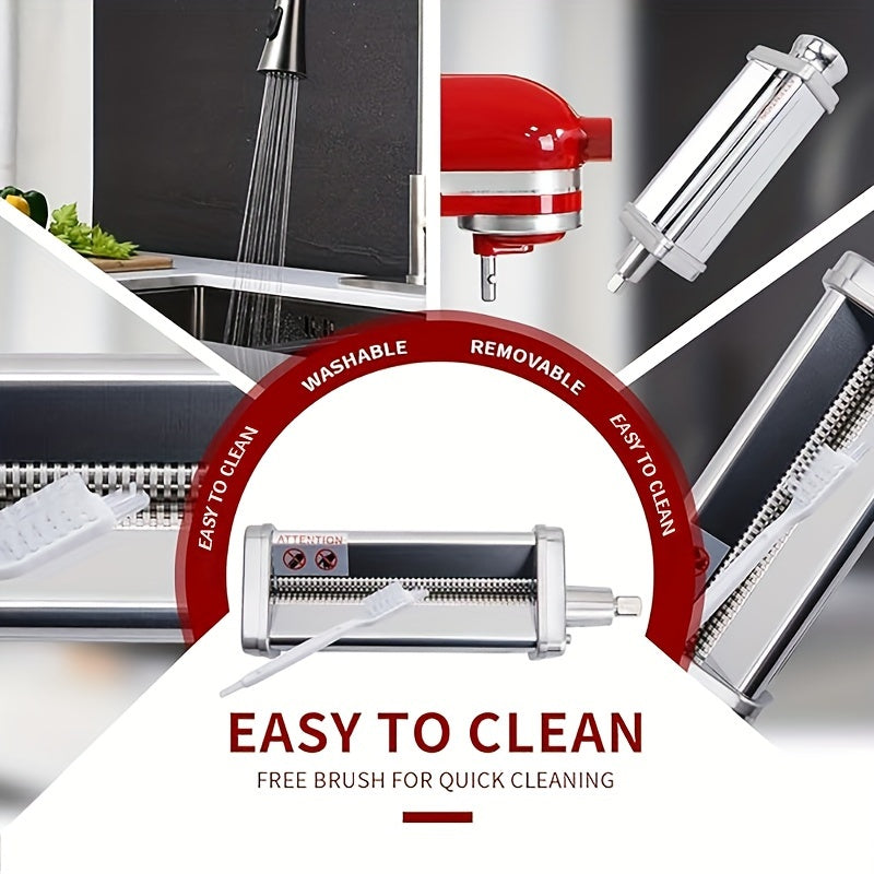 Stainless Steel Pasta Roller and Cutter Set for KitchenAid Stand Mixer