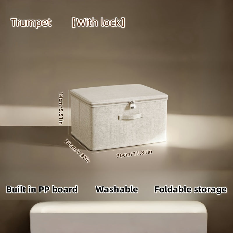 Oxford Cloth Storage Box with Lock Collapsible Clothes Organizer Under-Bed Wardrobe Partition