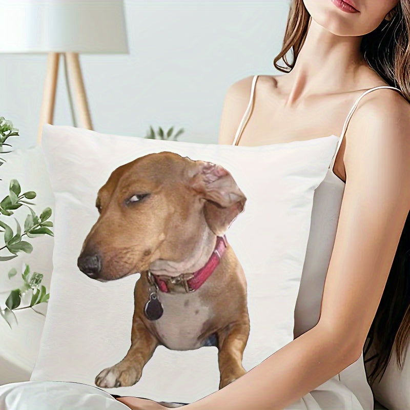 Dachshund throw pillow qopqog'i, yon-ko'zli, yumshoq polyester, yuviladigan, 45.7 sm