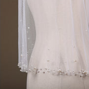 Beaded Wedding Veil with Pearls for Brides Elegant Bridal Accessory