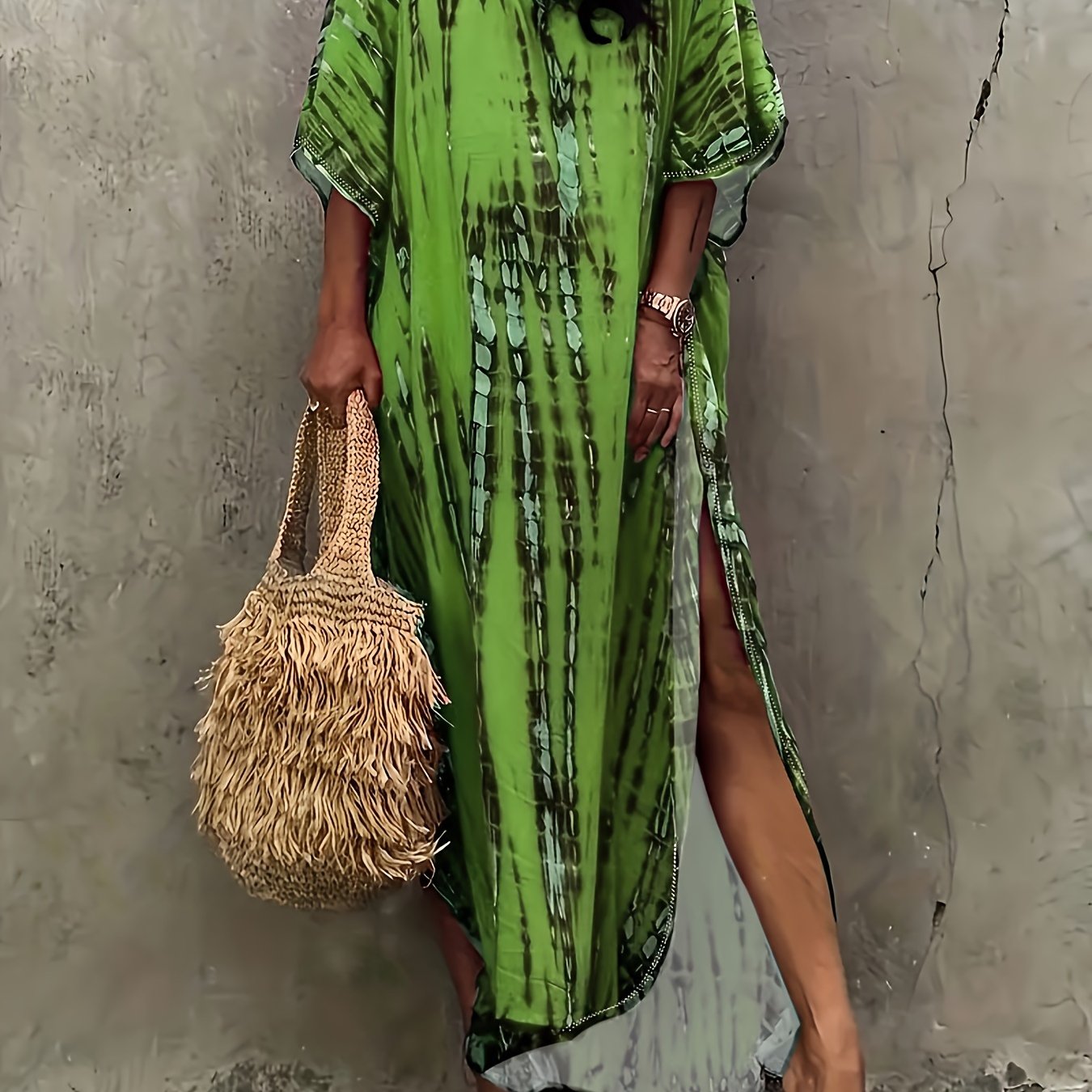 Plus Size V-Neck Sleep Dress Long Sleeve Lightweight Polyester All-Season Women's