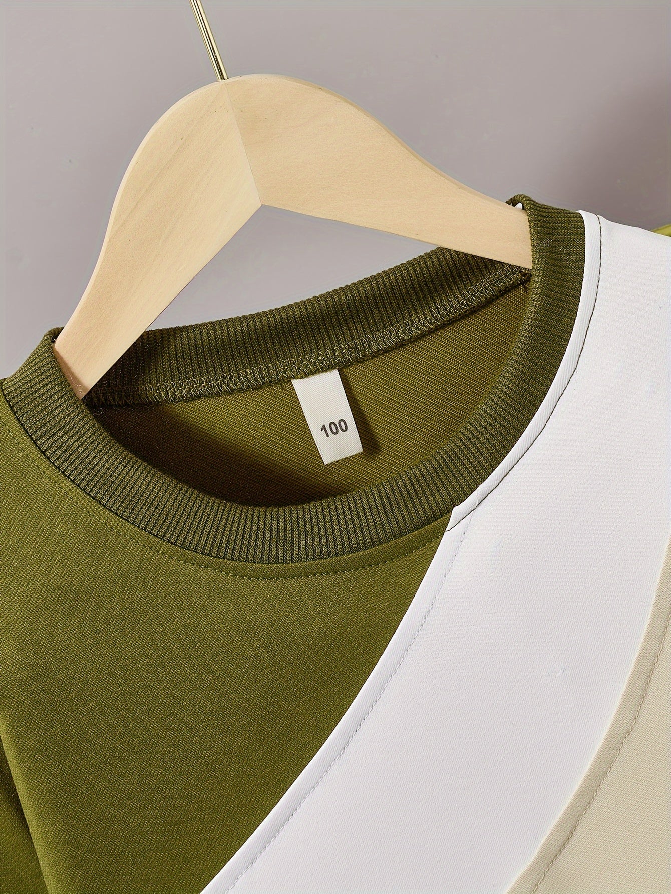 Men's and Children's Spliced Letter Print Suit with Round Neck Polyester Casual