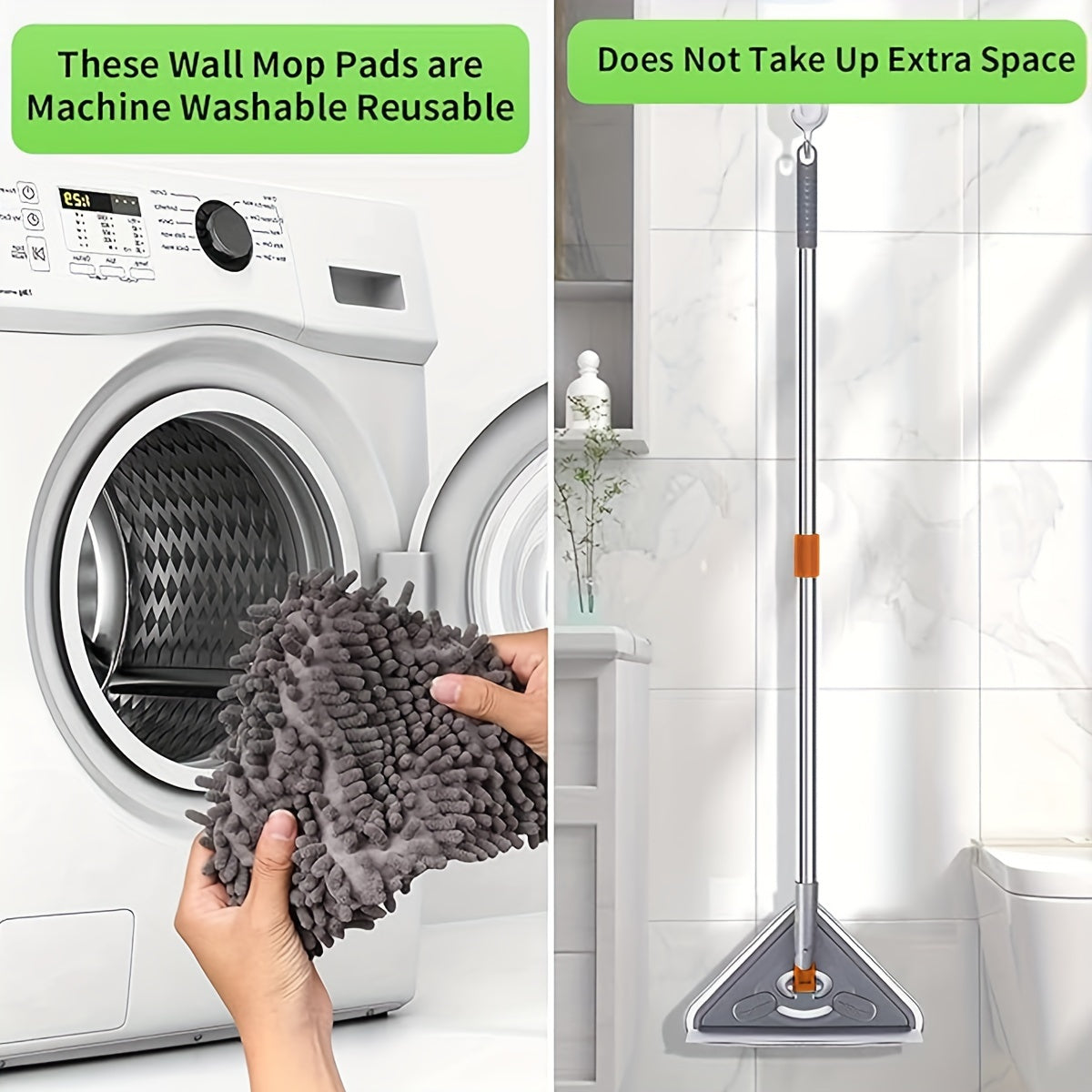 215,9 см Стена Очиститель Швабра с регулируемой ручкой и 6 тряпками для очистки потолка и стен