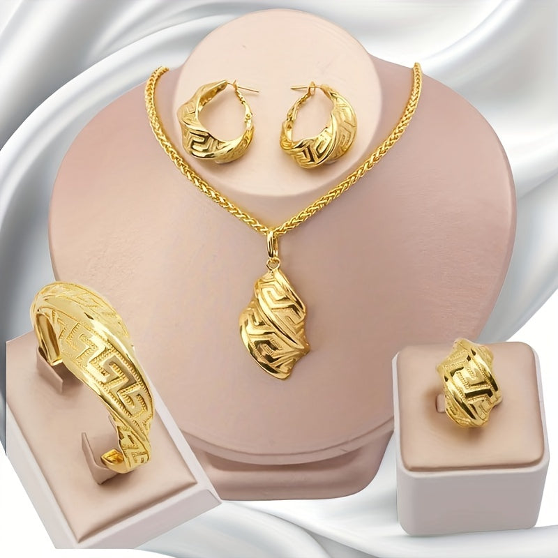 Elegant Middle Eastern Style Jewelry Set Copper Gold Plated for Wedding