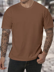 Camiseta de manga corta de algodón de color sólido para hombre, comodidad en verano