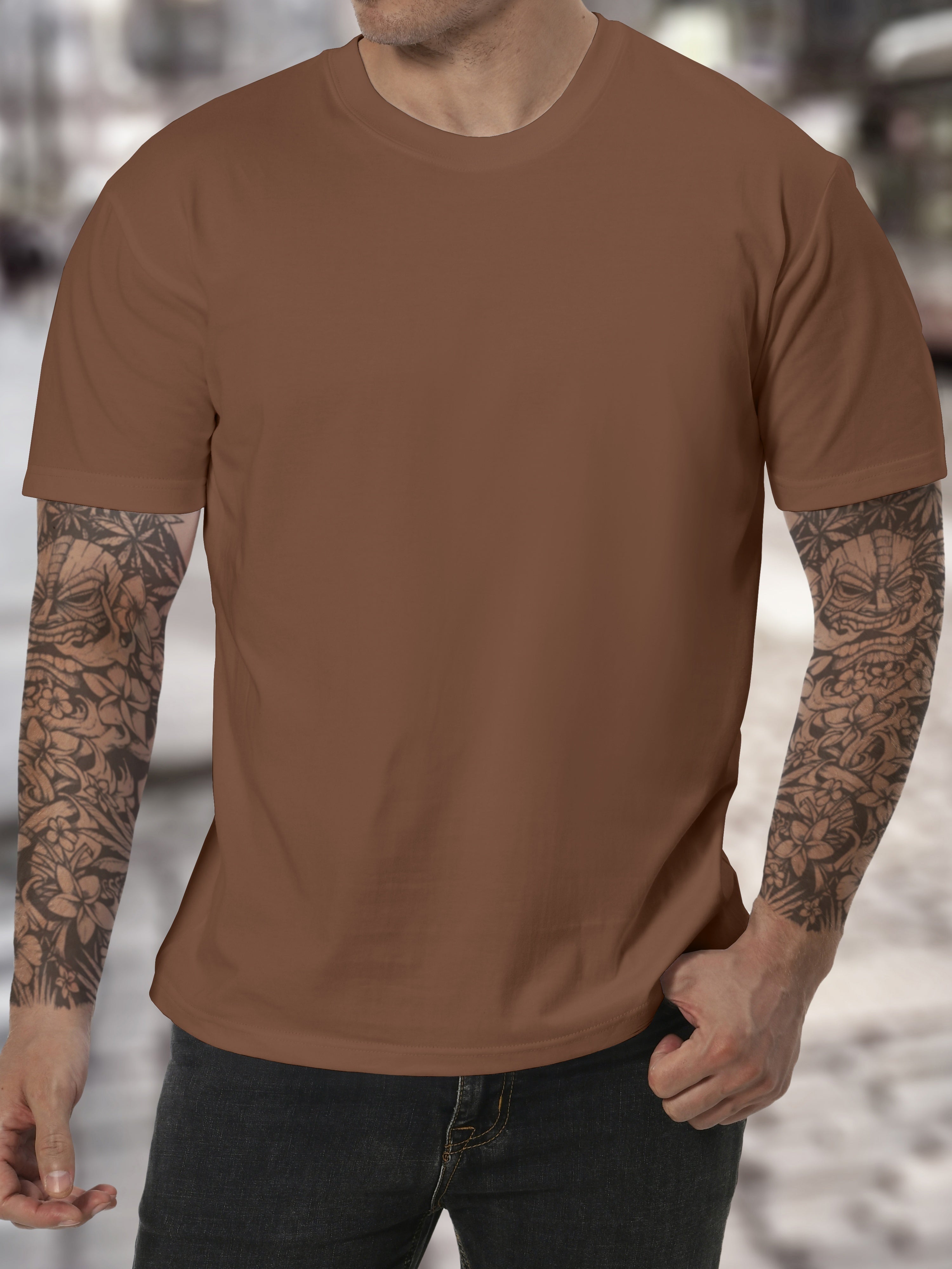 Camiseta de manga corta de algodón de color sólido para hombre, comodidad en verano