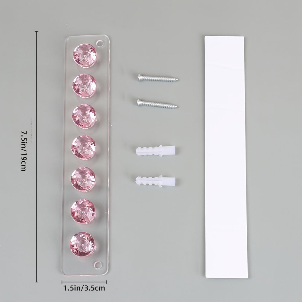 Acrylic Wall Mounted Jewelry Organizer with 7 Hooks for Necklaces and Accessories