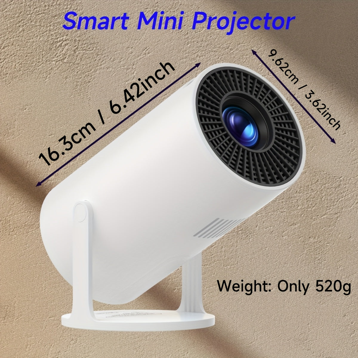Mini 4K Projector for Home Theater with Android 12 WiFi6 Bluetooth 5.2
