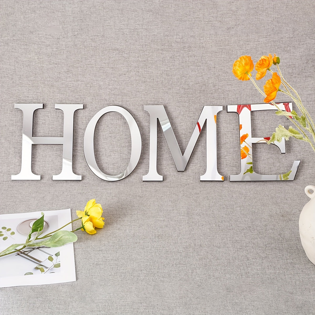 3D Acrylic Mirror Wall Decals Alphabet Stickers Gold Silver Self-Adhesive Modern Home Decor