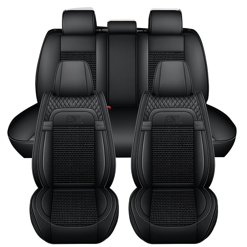 Чехол на автомобильное сиденье из льняного волокна с охлаждающей пропиткой, дышащий полиэстер, алмазный узор, черный и белый