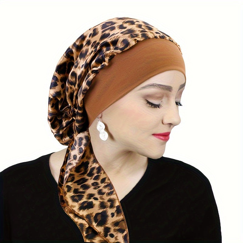 Black and White Paisley Stretchy Turban Hat for Women Lightweight Polyester