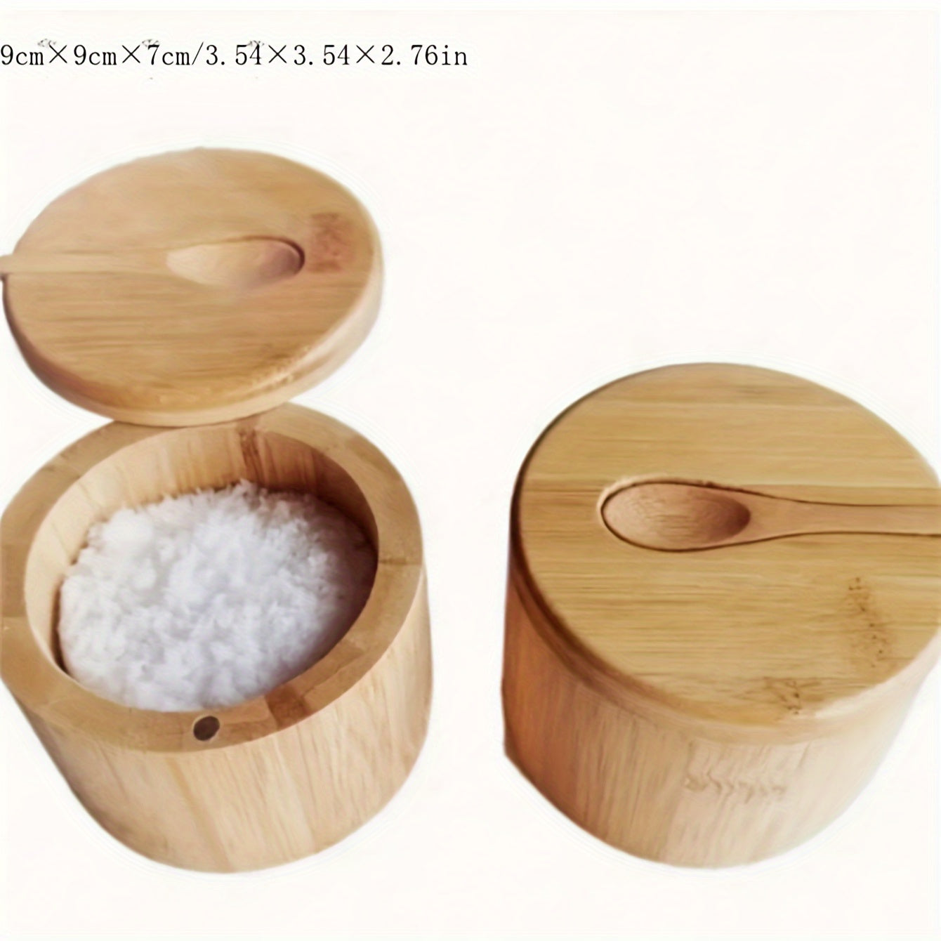 Wooden Spice Jar with Latch Lid and Spoon Microwave Safe Kitchen Storage Container for Coffee Beans Tea Grains Seasonings