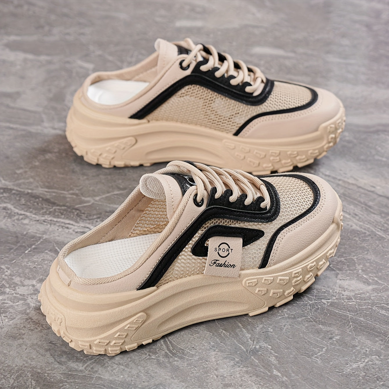 Women's Breathable Mesh Slip-On Mules with Cushioned Sole for Casual and Sporty Wear