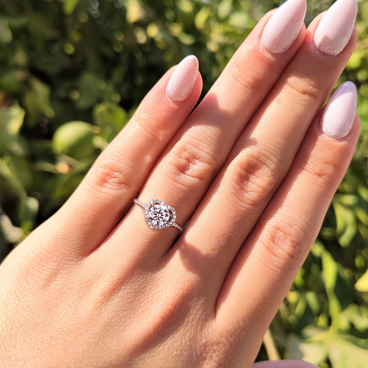 Ladies Silver Promise Ring 1CT Moissanite Heart Hypoallergenic Engagement Wedding Anniversary Valentine