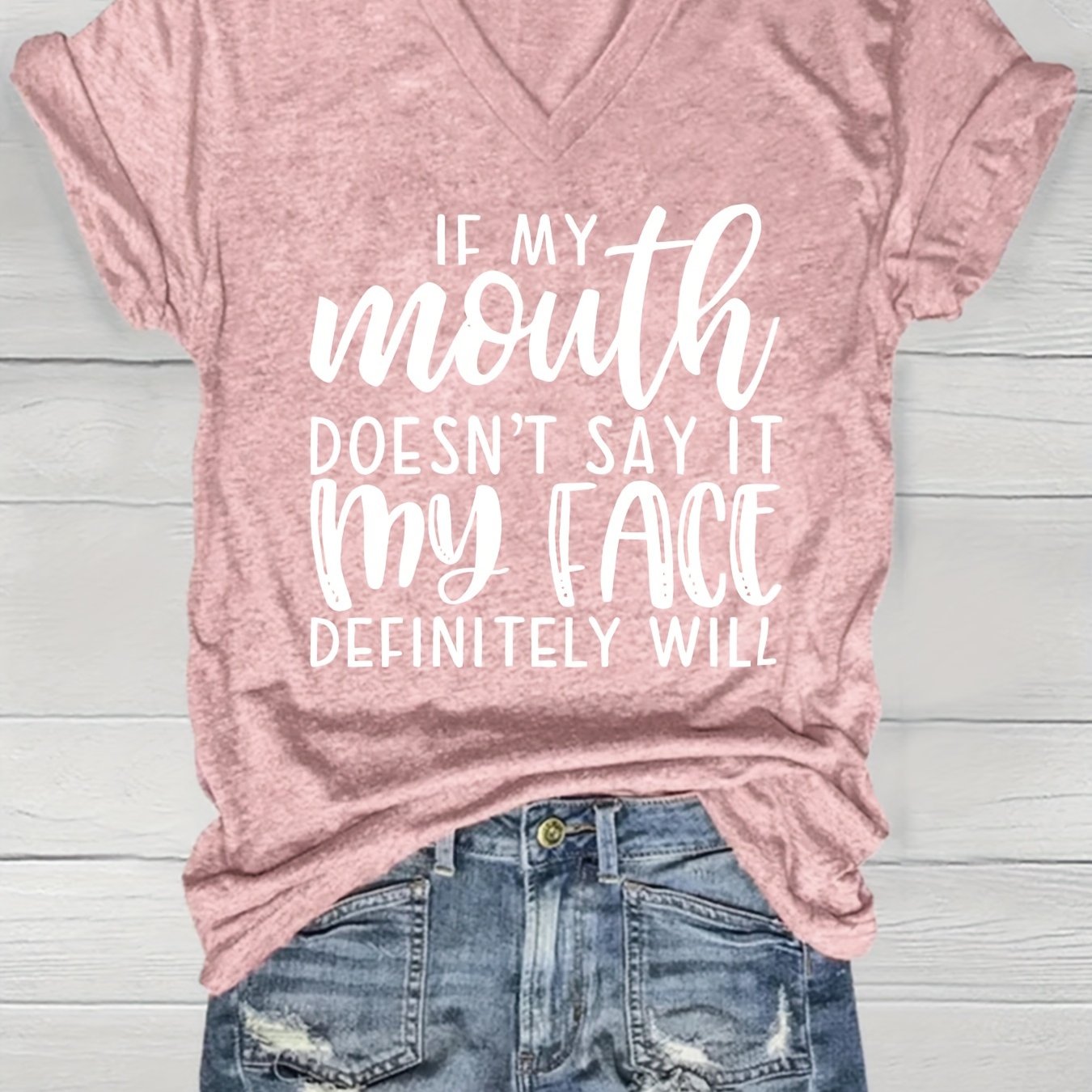 Women's V-Neck Short Sleeve Casual Top Loose Fit Cotton Easy Wear