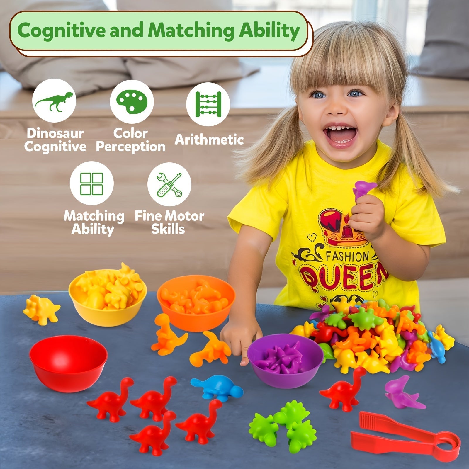 Dinosaur Match and Sort Educational STEM Toy for Kids Ages 3 and Up