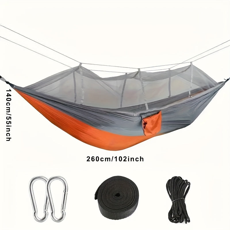 2-Person Camping Hammock with Mosquito Net Durable Nylon 272KG Capacity Outdoor Swing Rope