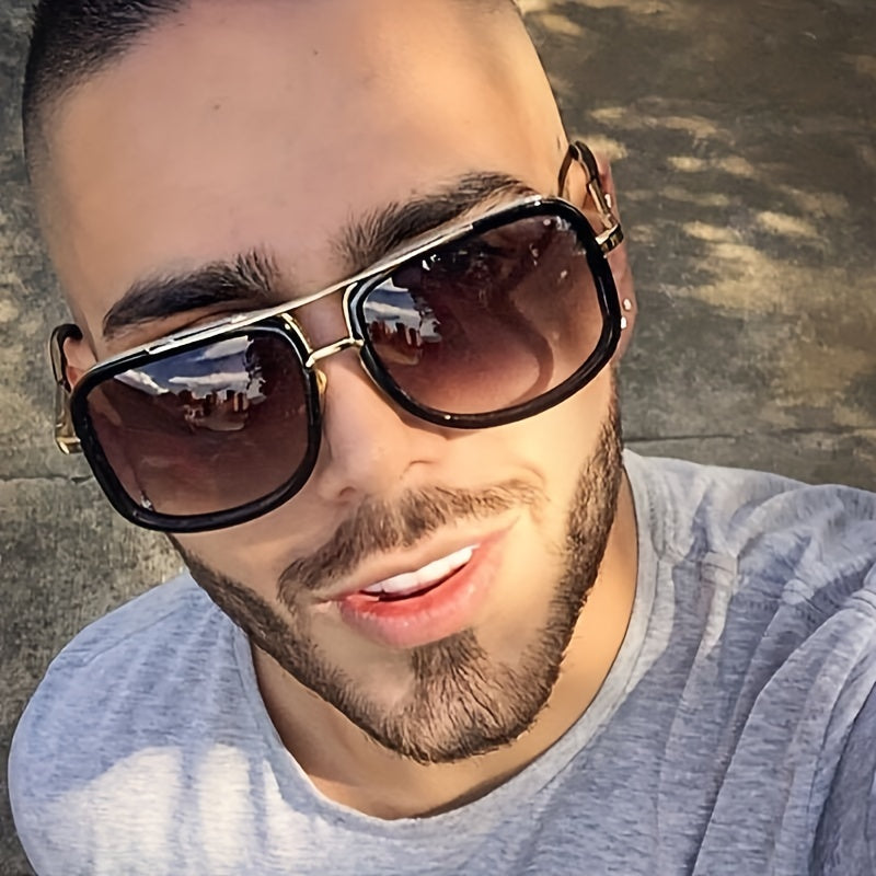 Men's Casual Metal and Acetate Glasses with PC Lenses for Outdoor Activities