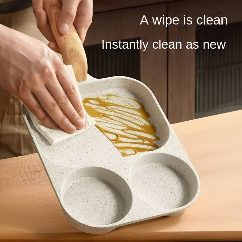 Non-Stick 3-in-1 tuxum va burger qovurish panosi Maifan tosh qoplamasi bilan - Qora alyuminiy alloy