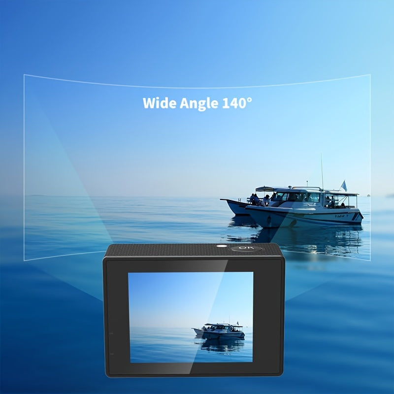 HD Sports Action Camera 1080P with Image Stabilization Wide Angle Lens Manual Exposure