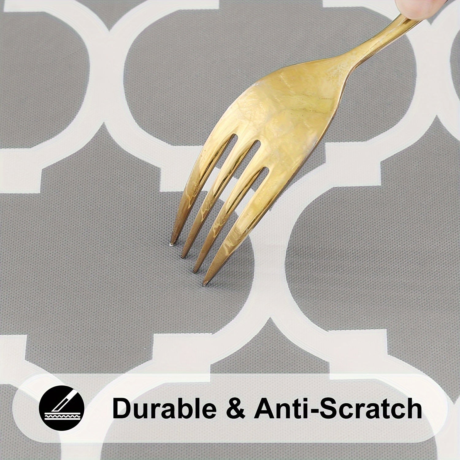 Vinyl Table Cover Waterproof with Flannel Backing Gray White Geometric Pattern Indoor Outdoor